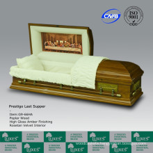 Fancy American Style Solid Wooden Casket Coffin For Funeral Cremation_Last Supper